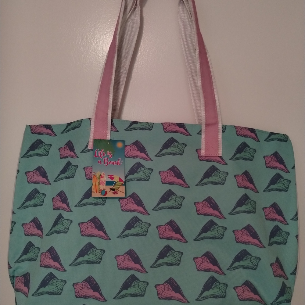 Vibrant Large Beach Bag Light Blue With Colorful S